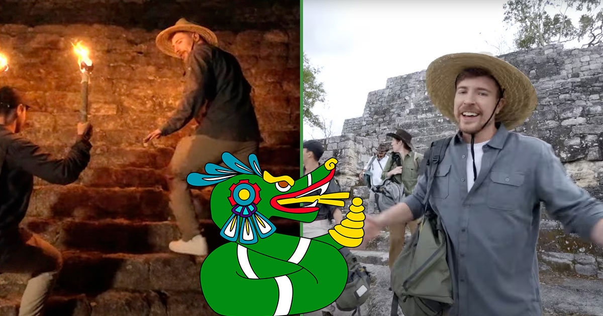 Mr. Beast claims he asked the Mayan gods for permission before climbing the pyramids.