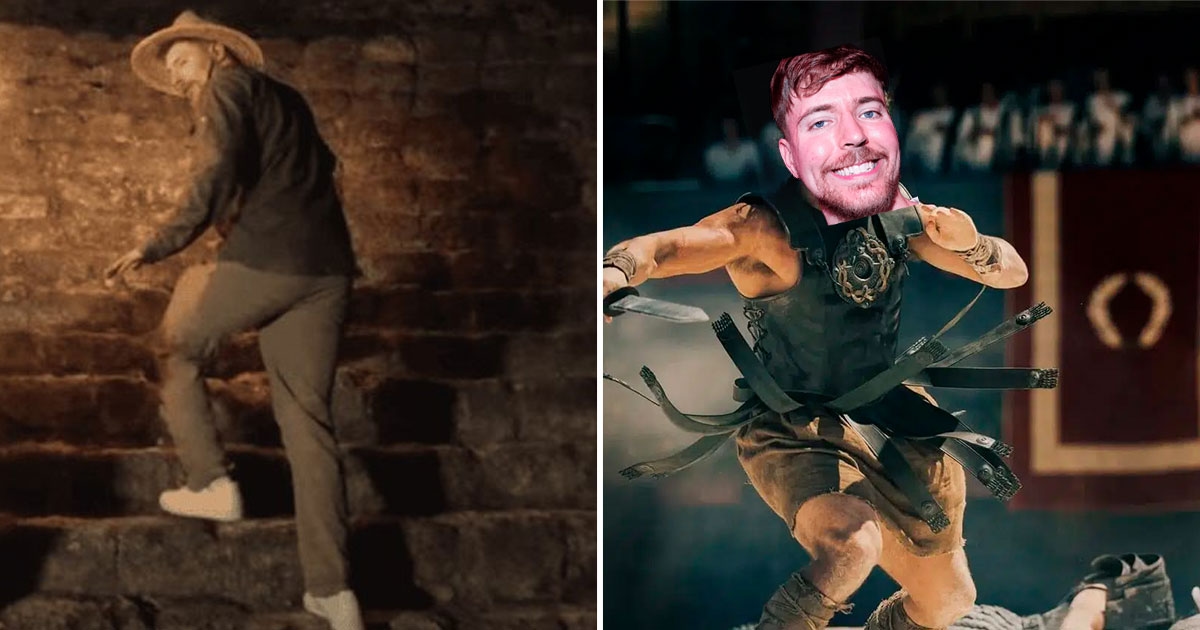 Mr. Beast posts a live fight with another influencer from inside the Colosseum.
