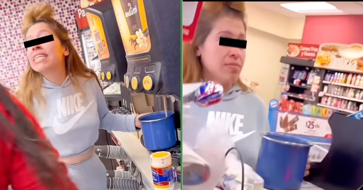 A "Lady" is born: a woman wanted to take a giant pot from Oxxo as if it were "small" coffee.