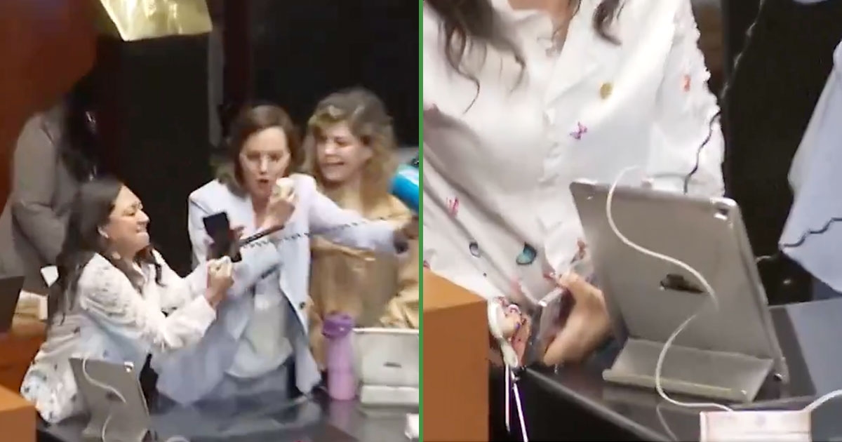 O momento exato em que o cabo do megafone de Lilly Téllez é cortado