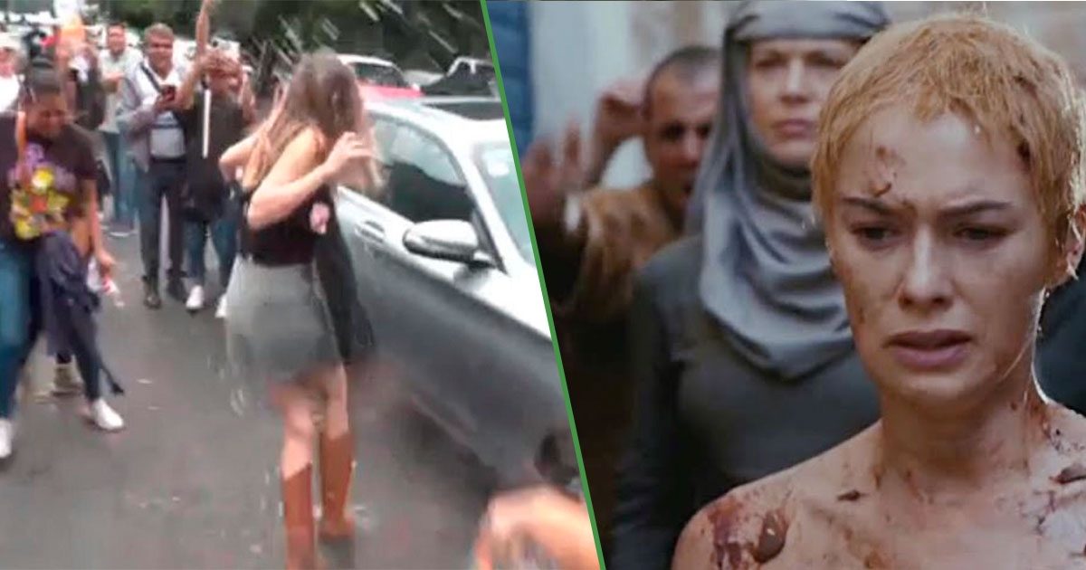 Nareszcie karma się do nas uśmiechnęła: „Lady R*cista” została oblana wodą, gdy wychodziła z sądu.