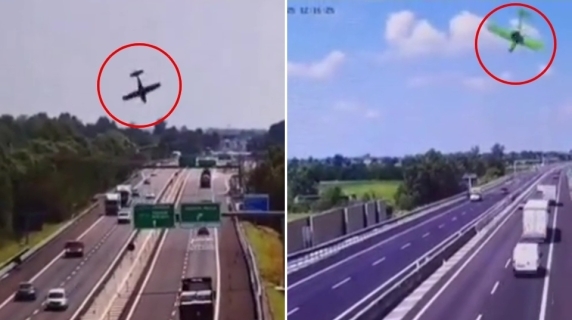 Video of the crash of the ultralight plane that fell on the ring road