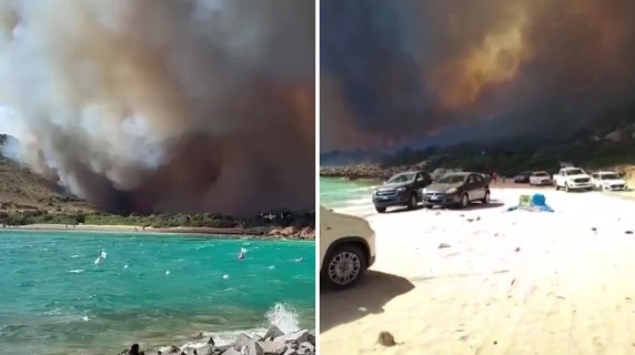 Video of the fire near the beach: fear among swimmers
