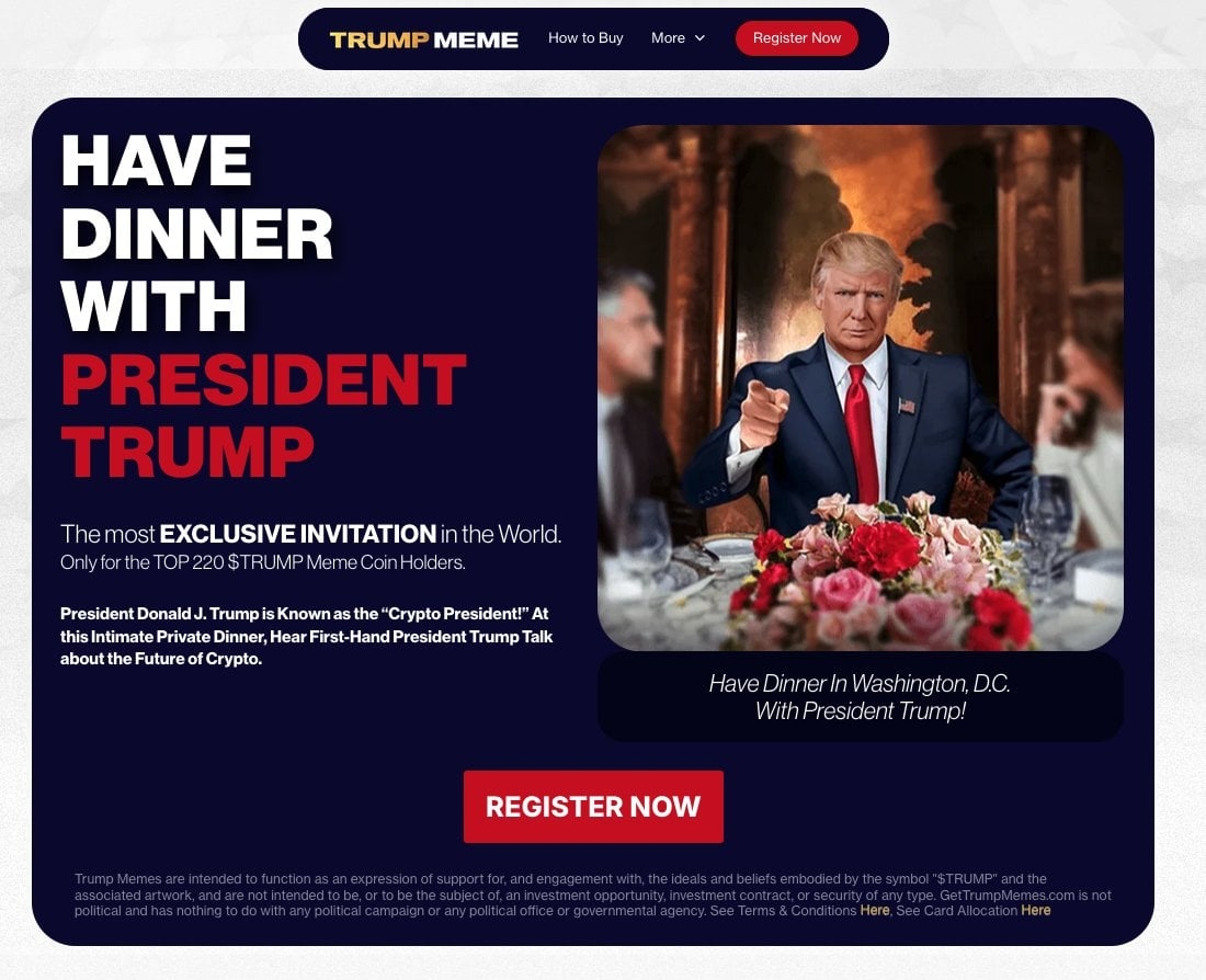 El gobierno de EE. UU. registró varios sitios web potencialmente vinculados a la moneda meme de Trump.
