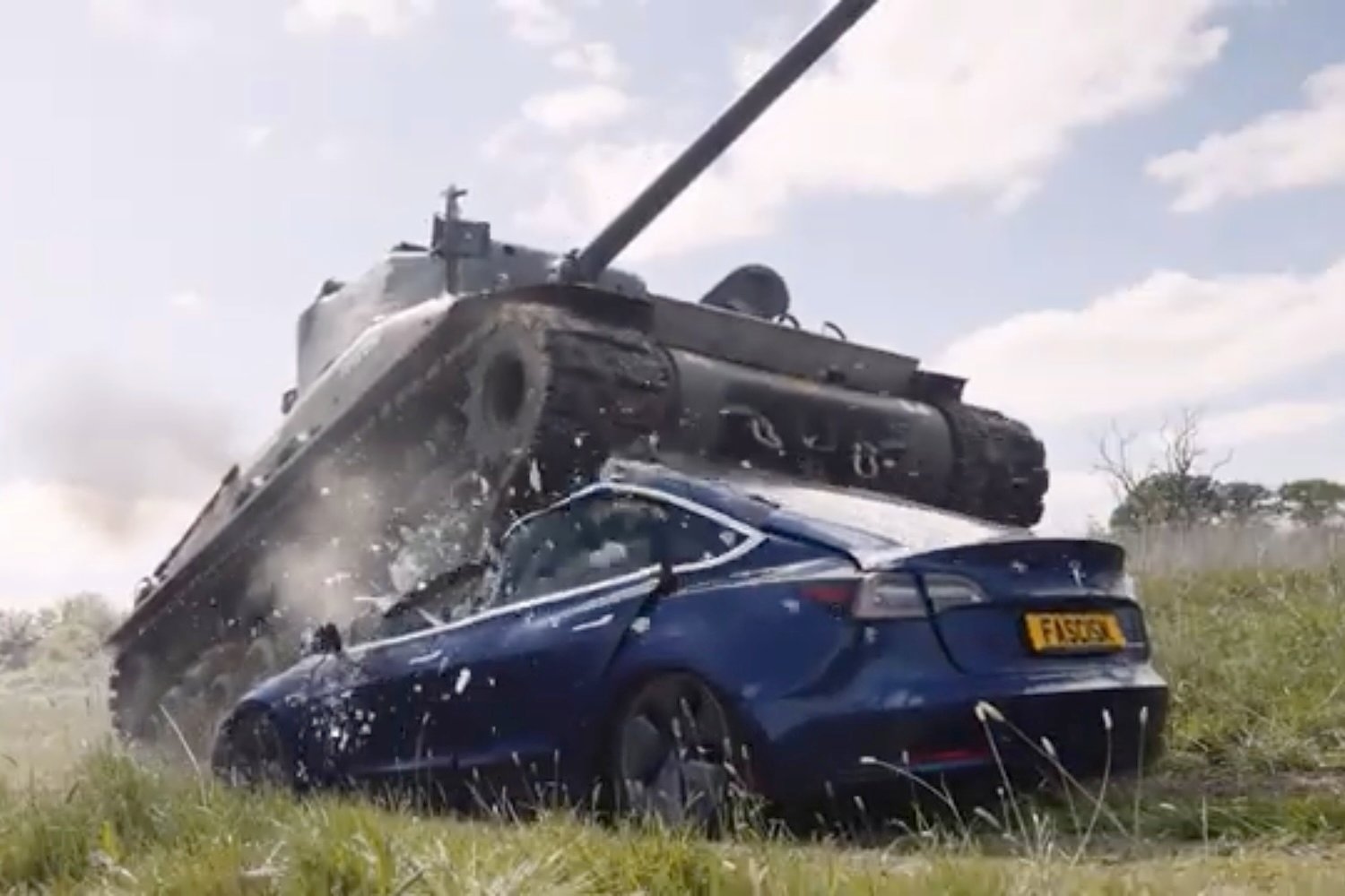 WWII Vet Destroys Tesla With a Tank: ‘We’ve Crushed Fascism Before and We’ll Crush it Again’