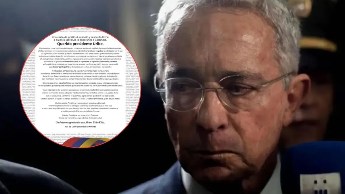 Oltre 1.000 cittadini firmano una lettera di sostegno all'ex presidente Uribe, pochi giorni dopo la sentenza emessa dal tribunale contro di lui.