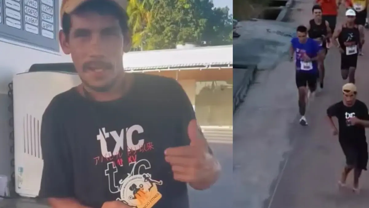 Un uomo ubriaco si unisce alla gara in Brasile, sorpassa i corridori e vince la medaglia