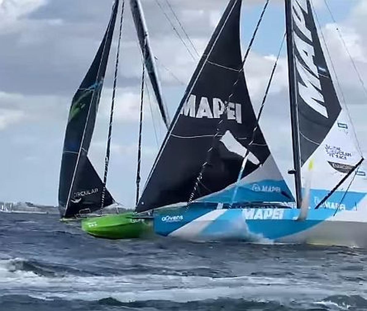 Vídeo. Vela: Casco perfurado, vela rasgada, colisão espetacular entre dois IMOCAs na largada da The Ocean Race Europe