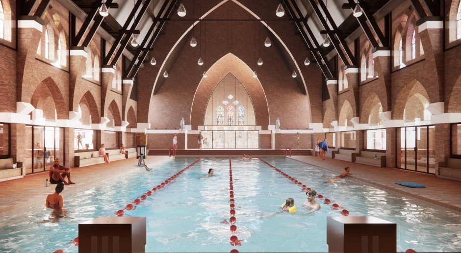 Quieren convertir una iglesia abandonada en... una piscina. El proyecto “Agua Bendita” es una pequeña revolución arquitectónica