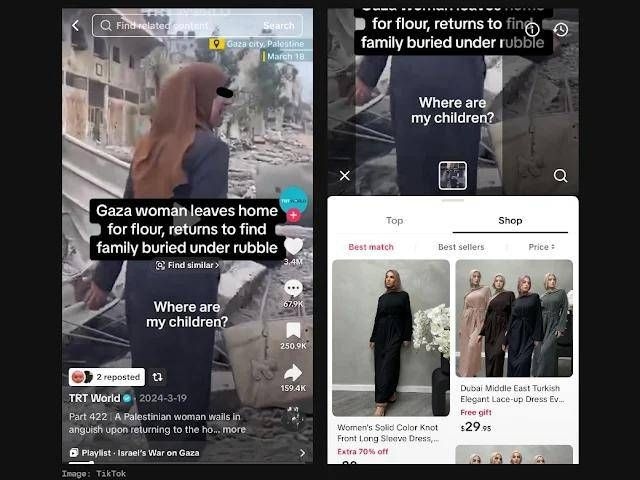 TikTok sob ataque: compras automáticas aparecem em vídeos humanitários em Gaza