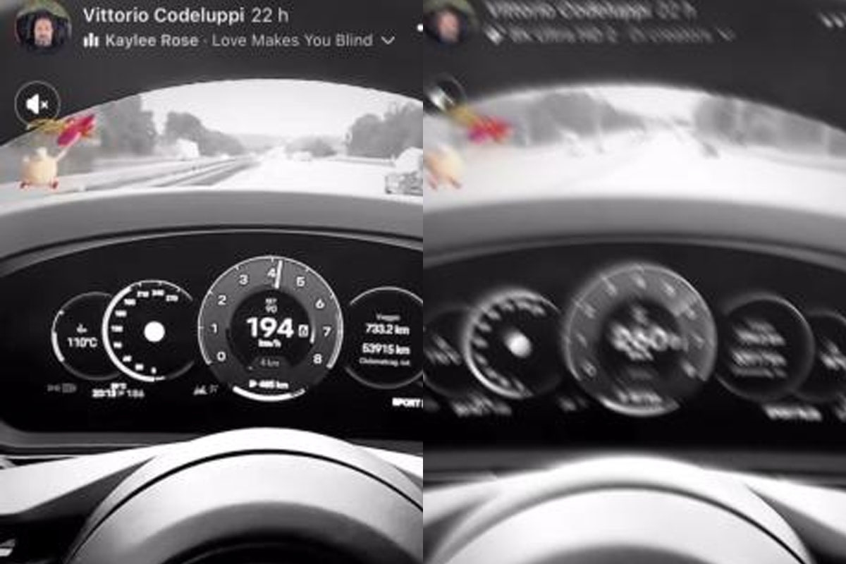 Codeluppi acelera seu Porsche a 252 km/h: o vídeo gera polêmica, dizendo: "Eu estava na Alemanha; não há limites de velocidade lá".