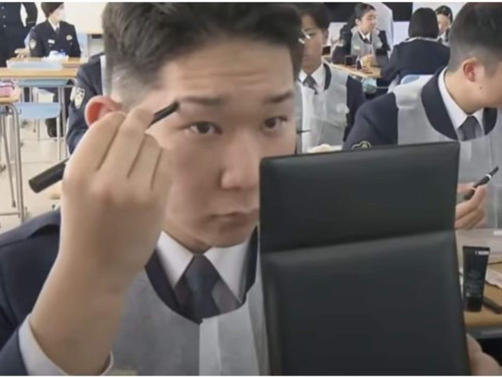 A police academy in Japan teaches its male officers makeup techniques