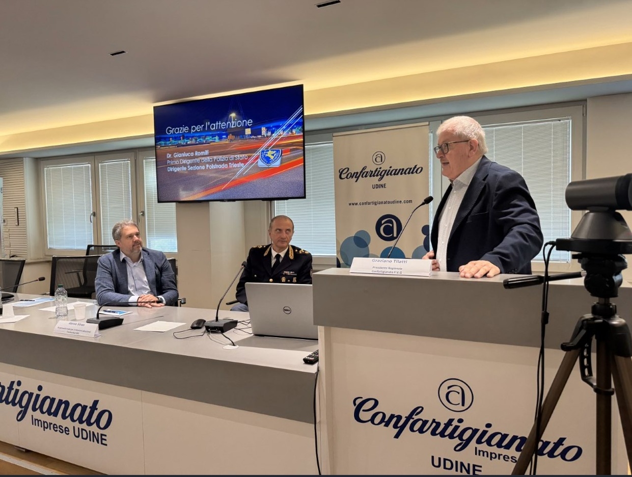 Wegvervoer in Friuli Venezia Giulia: veiligheid en innovatie staan ​​centraal in de gesprekken tussen Confartigianato en de Italiaanse staatspolitie.