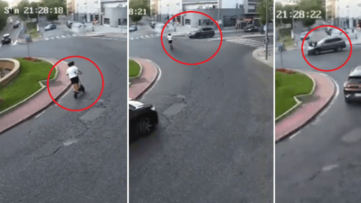 Un conductor atropella a dos jóvenes en patinete eléctrico por una infracción de prioridad de paso en una rotonda: “Respetar las normas es más fácil que lamentar una infracción”