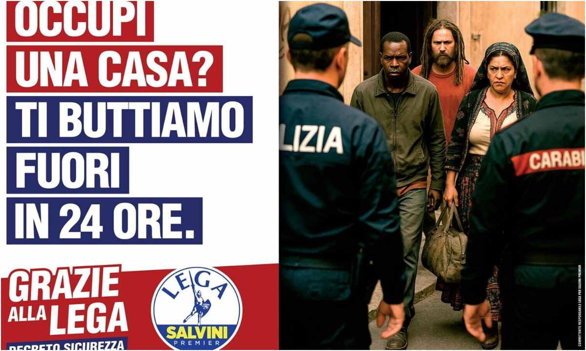 Roma, Blacks, and Indians on the League's racist posters: but has government ally Tajani seen them?