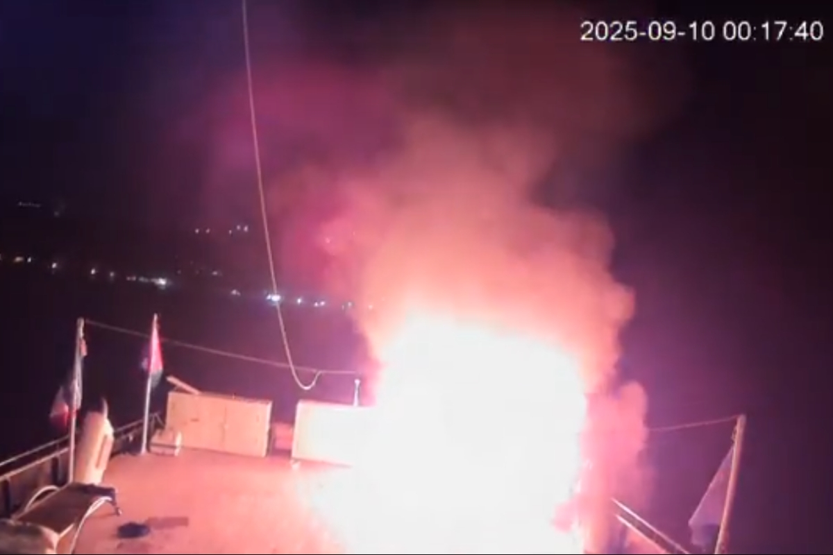 Flotilha Global Sumud sob ataque novamente, pela segunda vez em dois dias: barco Alma em chamas na Tunísia