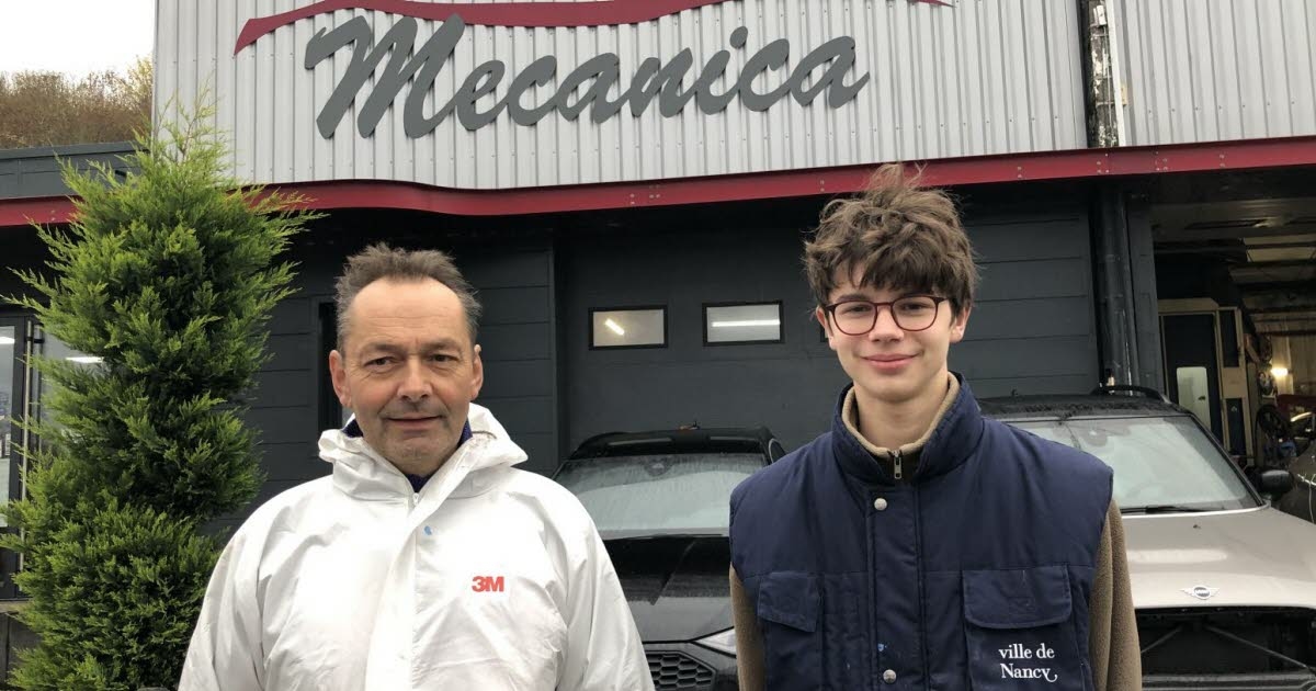 Bainville-aux-Miroirs. Passando o ofício para um jovem futuro especialista em carroceria.