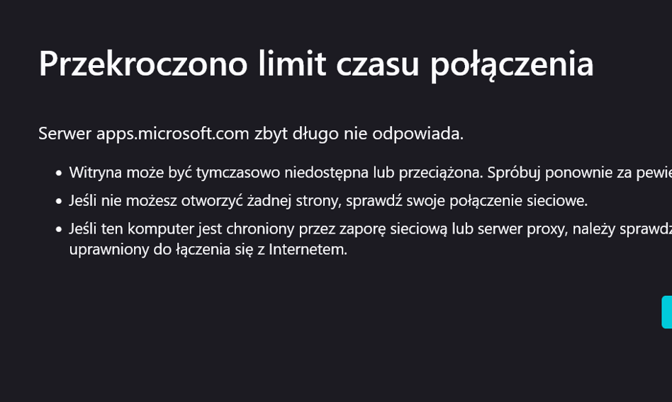 Otra interrupción del servicio de internet. Las páginas web y aplicaciones de Microsoft y mBank están fuera de servicio.