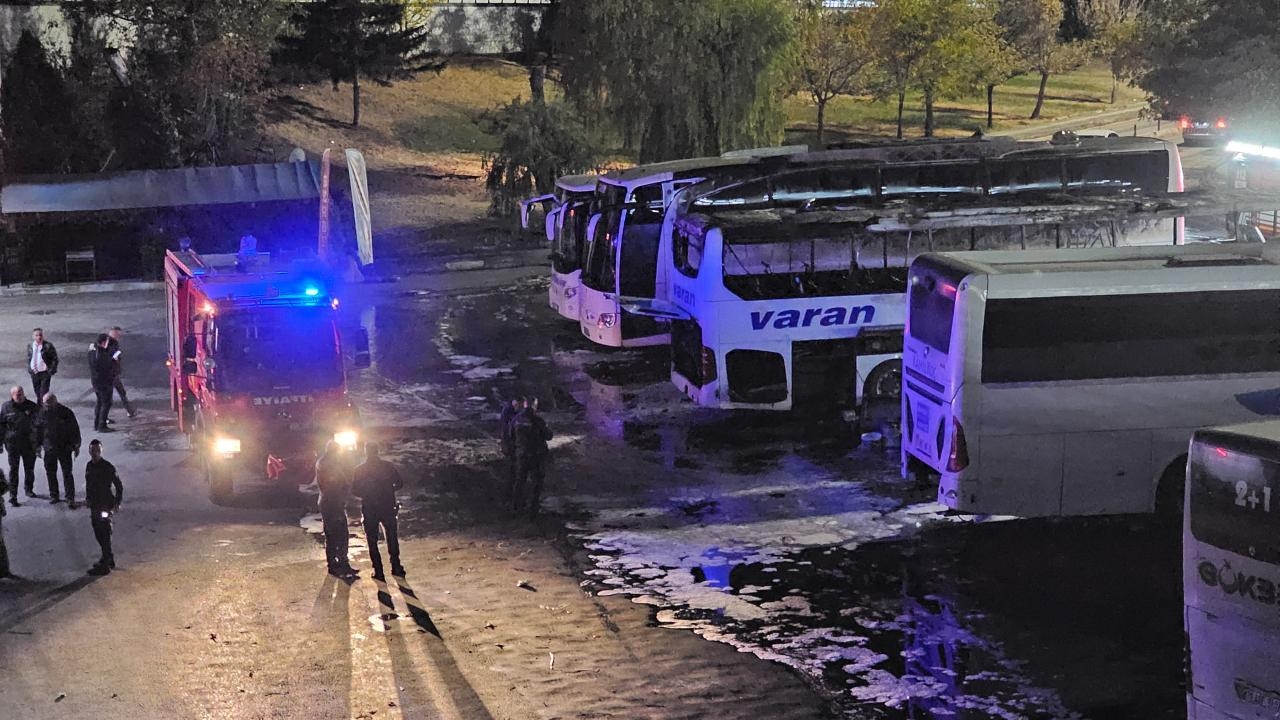 Fire breaks out in a parked bus at AŞTİ